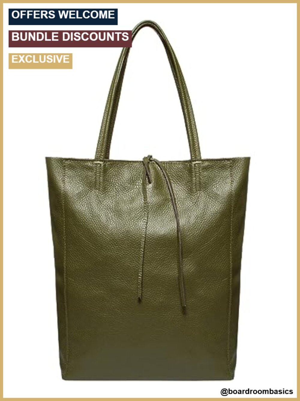 Italian Leather Tote Bag Full-Grain Cowhide Large Slouchy Purse